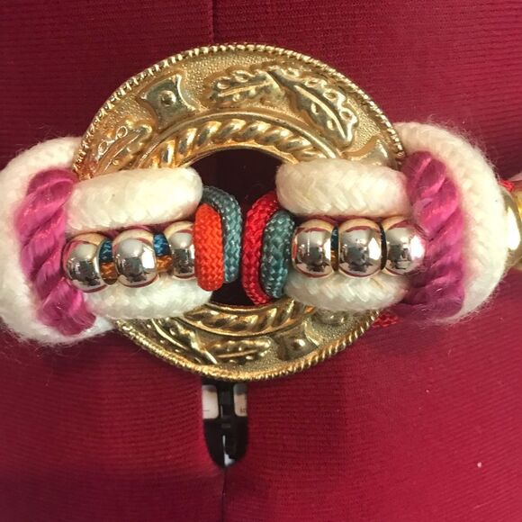 Bohemian Style Vibrant Multicolor Rope Belt Gold & Silver Details 32" Size Small - Picture 4 of 12